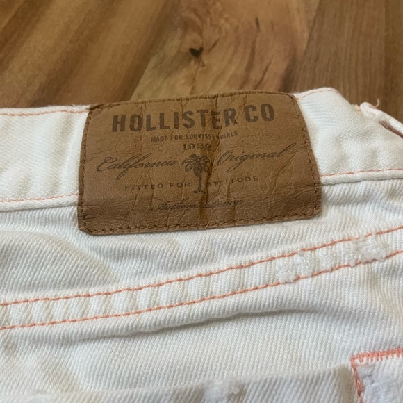 Vintage Hollister Y2K White Capri Jeans Orange Stitching Low Rise Size 5 - Picture 7 of 8